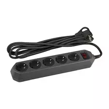 Сетевой фильтр ЭРА USF-5es-5m-B 5 гн 5м, ПВС 10А с/з с выкл. черный