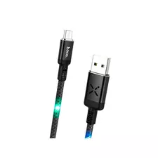 HOCO U63 Spirit для передачи данных и зарядки USB-microUSB, LED подсветка активируется звуком, 2.4А, 1.2м, черный