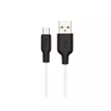 HOCO X21 Plus Silicone для передачи данных и зарядки USB-microUSB, флуоресцентный, 2.4A, 1м, черно-белый