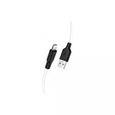 HOCO X21 Plus Silicone для передачи данных и зарядки USB-Lightning, флуоресцентный, 2.4A, 1м, черно-белый