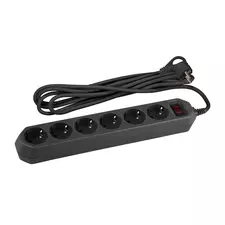 Сетевой фильтр ЭРА USF-6es-3m-B-BOX 6гн 3м, ПВС 10А с/з с выкл черный