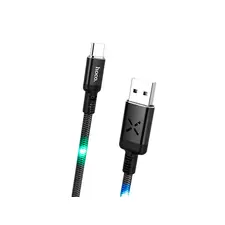 HOCO U63 Spirit для передачи данных и зарядки USB-Type-C, LED подсветка активируется звуком, 3А, 1.2м, черный