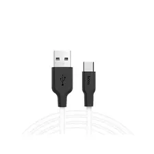 HOCO X21 Plus Silicone для передачи данных и зарядки USB-Type-C, флуоресцентный, 2.4A, 1м, черно-белый