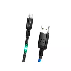 HOCO U63 Spirit для передачи данных и зарядки USB-microUSB, LED подсветка активируется звуком, 2.4А, 1.2м, черный