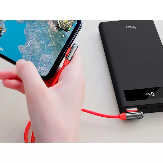 HOCO U77 Excellent elbow для передачи данных и зарядки USB-Lightning, 3A, 1.2м, red