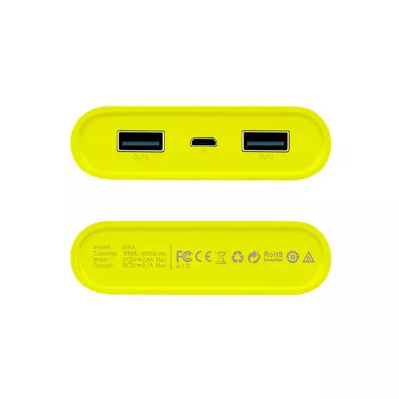 Портативное зарядное устройство HOCO B31 Rege 30000mAh, Power Bank, серый