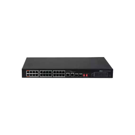 Коммутатор сетевой PoE DAHUA DH-PFS3226-24ET-240  24xPoE 100Mb/s неуправляемый