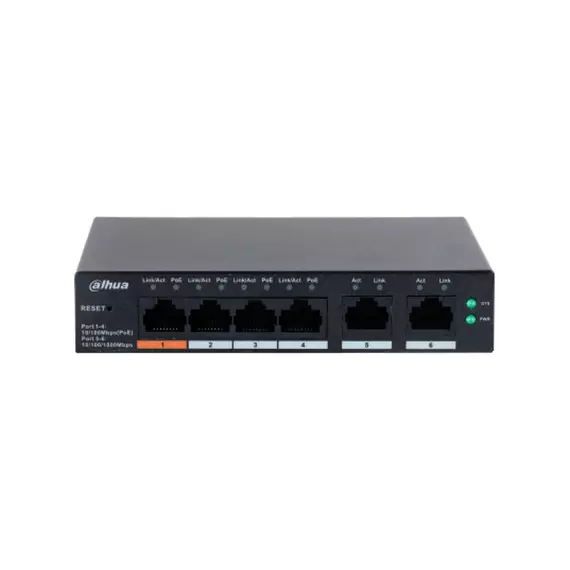 Коммутатор сетевой PoE DAHUA DH-CS4006-4ET-60 4xPoE 100Мбит/с управляемый