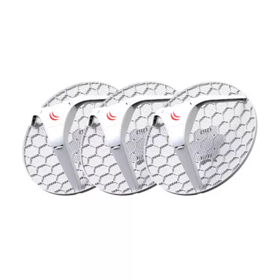 Точка доступа MikroTik LHG 5 RBLHG5kit (16MB FLASH, 300Mb/s 5GHz, 1x100Mb/s, IP54, Passive PoE, RouterOS v3) комплект из 3шт