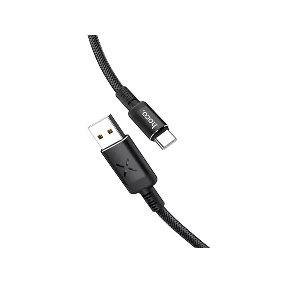 HOCO U63 Spirit для передачи данных и зарядки USB-Type-C, LED подсветка активируется звуком, 3А, 1.2м, черный