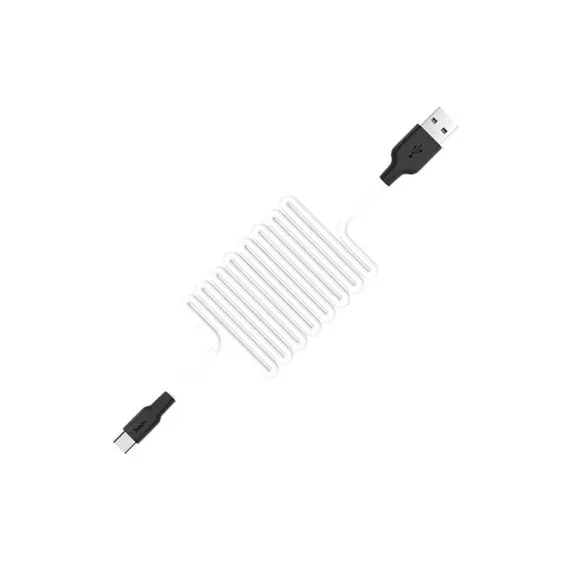 HOCO X21 Plus Silicone для передачи данных и зарядки USB-Type-C, флуоресцентный, 2.4A, 1м, черно-белый