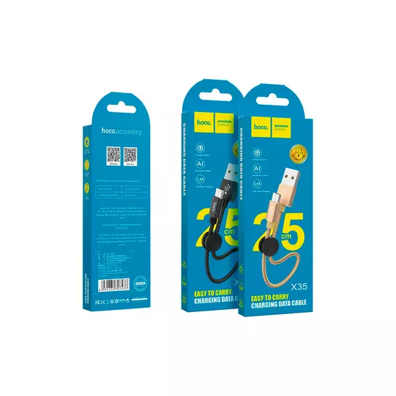 HOCO X35 Premium USB-microUSB для передачи данных и зарядки, 2.4А, 0.25m, black