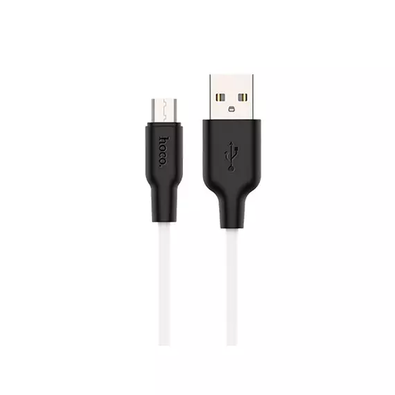 HOCO X21 Plus Silicone для передачи данных и зарядки USB-microUSB, флуоресцентный, 2.4A, 1м, черно-белый