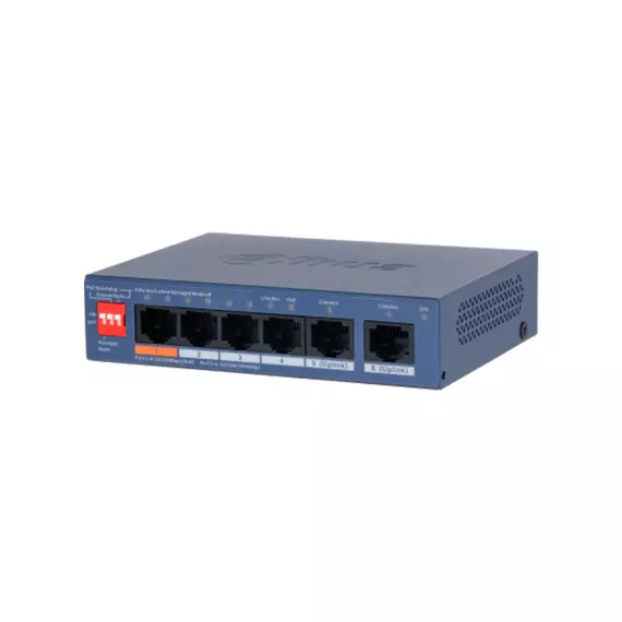 Коммутатор сетевой PoE DAHUA DH-CS4006-4ET2GT-60 2xUpLink 1Gb/s, 4xPoE 100Mb/s