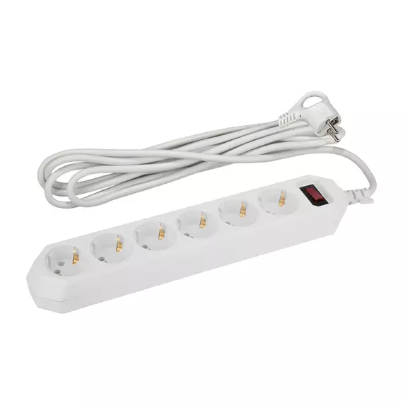 Сетевой фильтр ЭРА USF-6es-3m-W-BOX 6гн 3м, ПВС 10А с/з с выкл белый