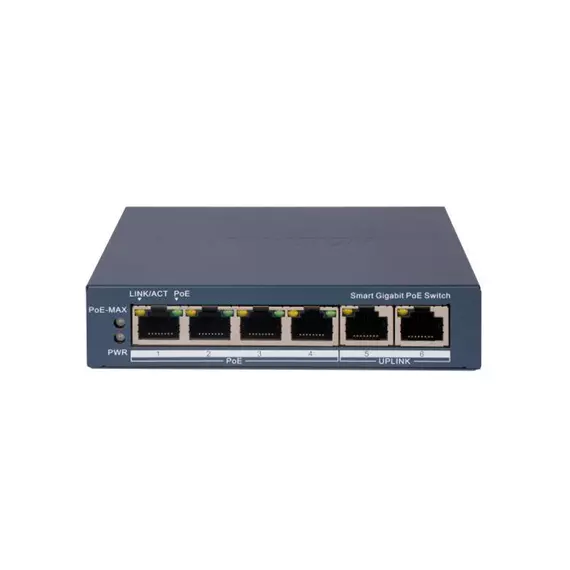 Коммутатор сетевой PoE HIKVISION DS-3E1506P-EI(O-STD) 2xUpLink 1Gb/s, 4xPoE 1Gb/s