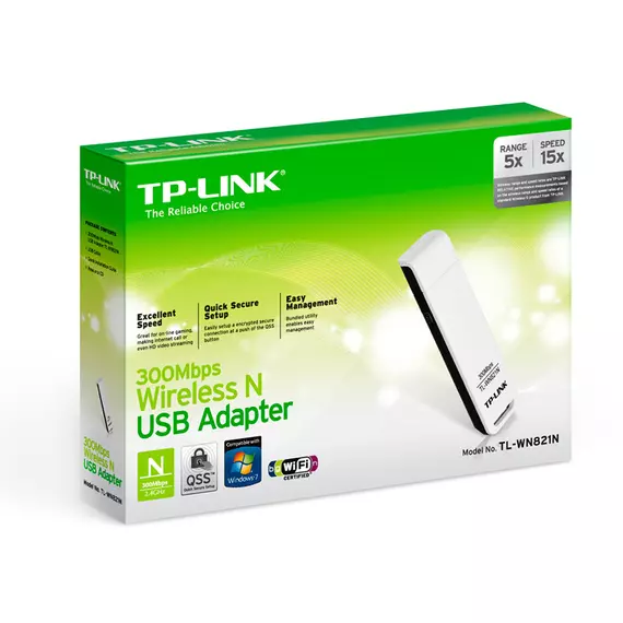 Адаптер Wi-Fi USB TP-LINK TL-WN821N N300 300Mb/s 2.4GHz