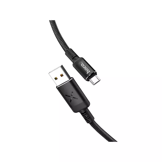 HOCO U63 Spirit для передачи данных и зарядки USB-microUSB, LED подсветка активируется звуком, 2.4А, 1.2м, черный