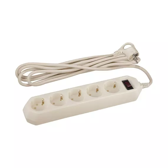 Сетевой фильтр ЭРА USF-5es-5m-W 5 гн 5м, ПВС 10А с/з с выкл. белый