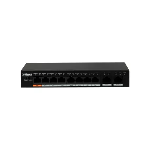 Коммутатор сетевой PoE DAHUA DH-PFS3010-8ET-96-V2 8xPoE 100Mb/s неуправляемый