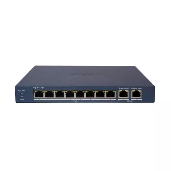 Коммутатор сетевой PoE HIKVISION DS-3E1310P-EI/M 2xUpLink 1Gb/s, 8xPoE 100Mb/s