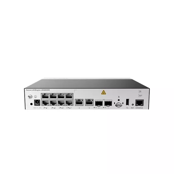 Межсетевой экран Huawei USG6000E-S03-AC (10xRJ45 1Gb/s, 2xSFP+ 10Gb/s, SSL VPN до 100 пользователей, адаптер питания)