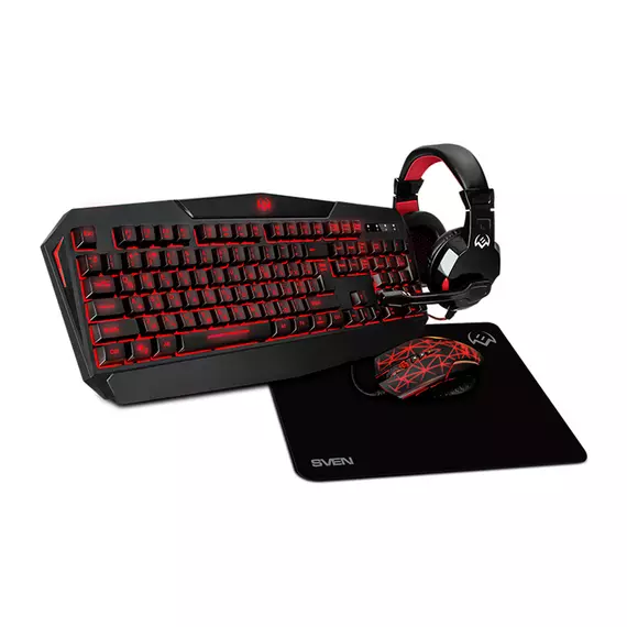 Клавиатура+мышь+коврик+наушники SVEN GS-4300 черный