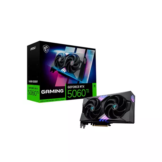Видеокарта MSI GeForce RTX 5060 Ti 16G GAMING OC (PCI-E 5.0 x16/x8, 16GB GDDR7 / 128-bit, Boost 2647 MHz, 3× DisplayPort, 1× HDMI)