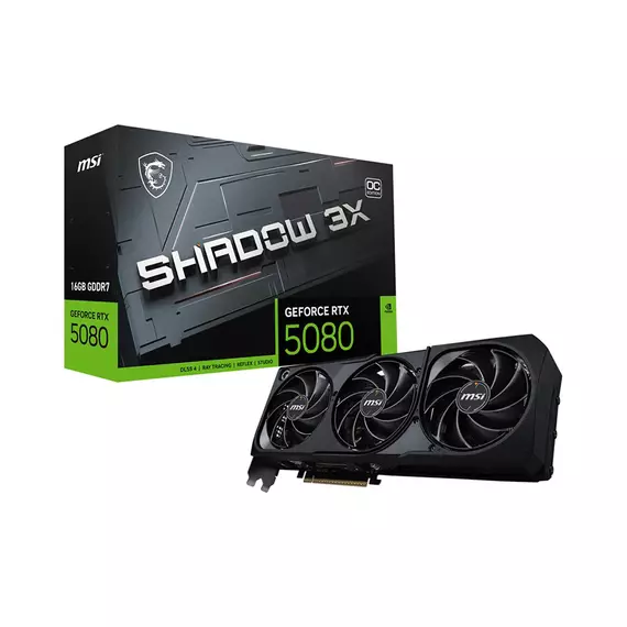 Видеокарта MSI GeForce RTX 5080 SHADOW 3X OC 16384MB 256bit GDDR7 [RTX 5080 16G SHADOW 3X OC] HDMI DP