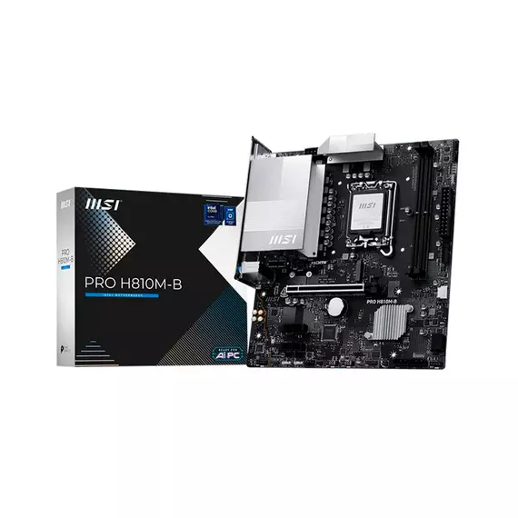 MSI PRO H810M-B (LGA1851, Intel H810, 2x DDR5 7200MHz, 1x PCIe x16, 1x M.2, 4x SATA, 2.5GbE, 6x USB Rear, 1x DP, 1x HDMI)